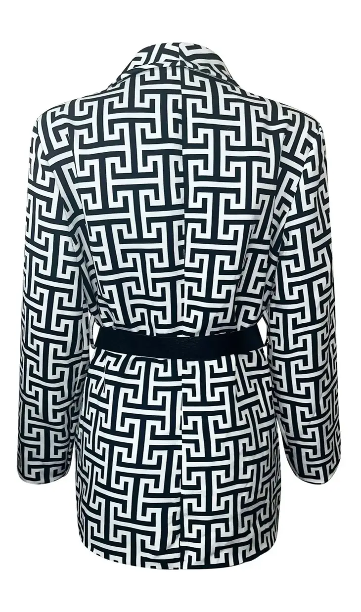 Black and White Geometric Blazer